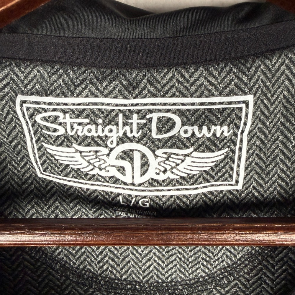 Straight Down Mens Large 1/4‎ Zip Pullover Grey Herringbone Performance Shirt - Picture 4 of 8